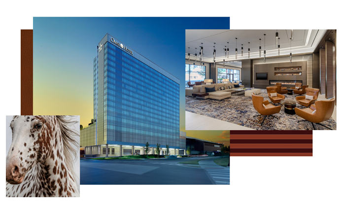 RSVP & Hotel Registration montage of images showing brand items and building exteriors